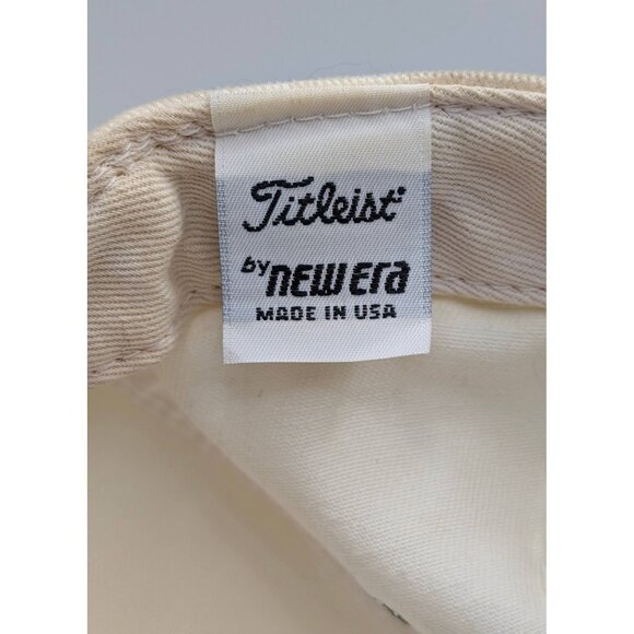 Vintage New Era Titleist Shaker Run Leather Strap Back Hat White Black VTG USA - Picture 6 of 7